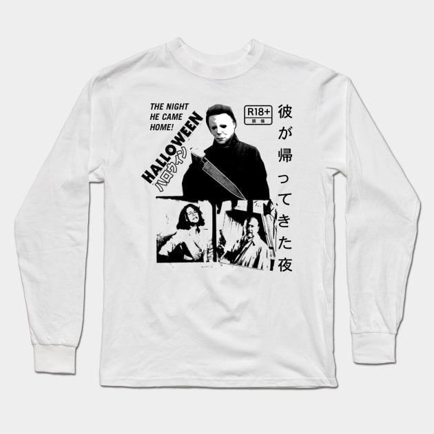 Halloween Kanji Poster Long Sleeve T-Shirt by The Grand Guignol Horror Store